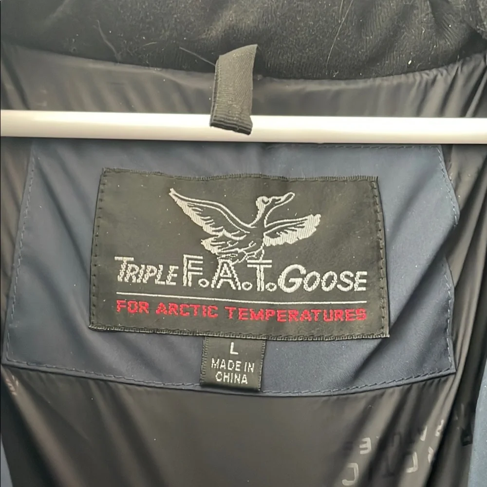 Triple FAT Goose Men's Navy Long Down Puffer Coat - Picture 2 of 4